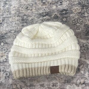 C.C Ivory and Tan Knit Beanie